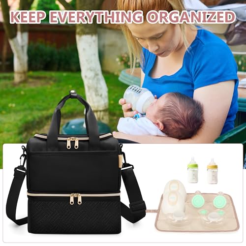 Fasrom Wearable Breast Pump Bag with Breastmilk Cooler Compartment - color: Black