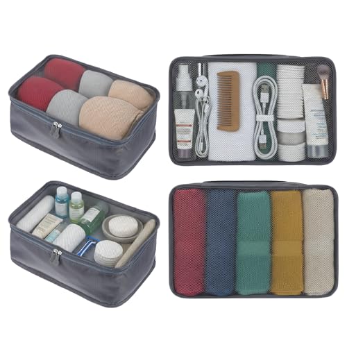 6 Pcs Packing Cubes, Mesh Travel Organizers, Foldable Laundry Bags, Water Resistant Clothing Storage for Travel, Camping, Backpacking