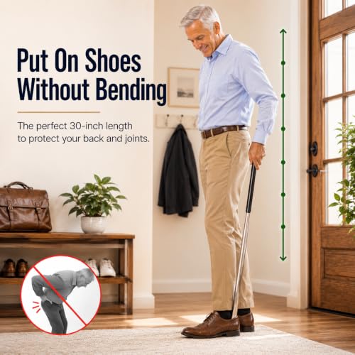 Velette Extra Long Shoe Horn - 30 Inch Stainless Steel for Seniors - size: 1Pc (30'') - Metal