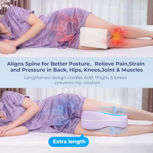 13" Extended-Length Knee Pillow for Side Sleepers with Full Thigh Support