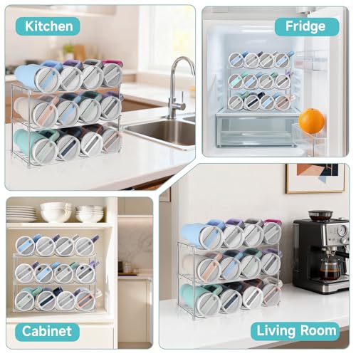 Stackable Water Bottle Organizer Large Compartment Water Bottle Holder - size: 3 pack