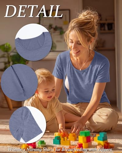 Oakgarden 4 Pack Women's Nursing Shirts - color: Sea Blue, Blush, Light Green, Sun Yellow, size: Medium