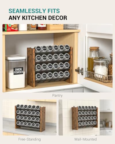 Spice Rack Organizer with 24 Glass Jars, for Cabinet Wall Mount Countertop - size: With 24 Jars, 12.2"W × 9.4"H
