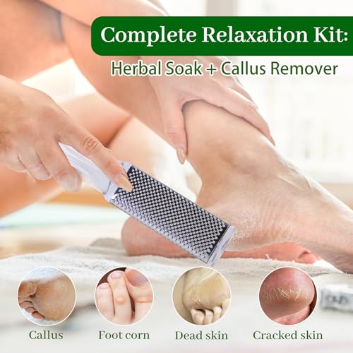 10Pack Foot Soak with Epsom Salt, Epsom Salts for Soaking,Dead Sea Salt Soothes Tired Feet, Odor Scent, Spa Pedicure Care Foot Soaking, with feet scrubber