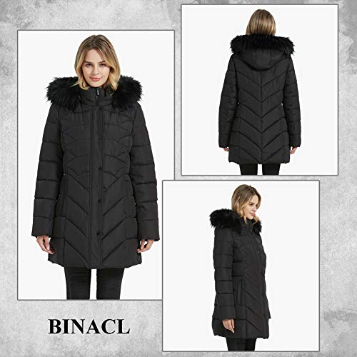 BINACL Women's Winter Warm Thicken Long Outwear Pockets Coat Parka Jacket XS-3XL - color: Black, size: X-Small