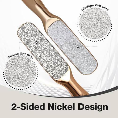 Double-Sided Nickel Foot File, Callus Remover Pedicure Exfoliator (Gold) - color: Gold