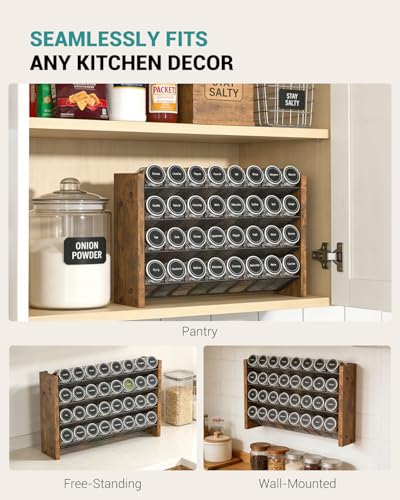 Spice Rack Organizer for Cabinet, Wood Countertop Shelf, No Jars Included - size: Holds 32 Jars, 15.7"W × 10.3"H
