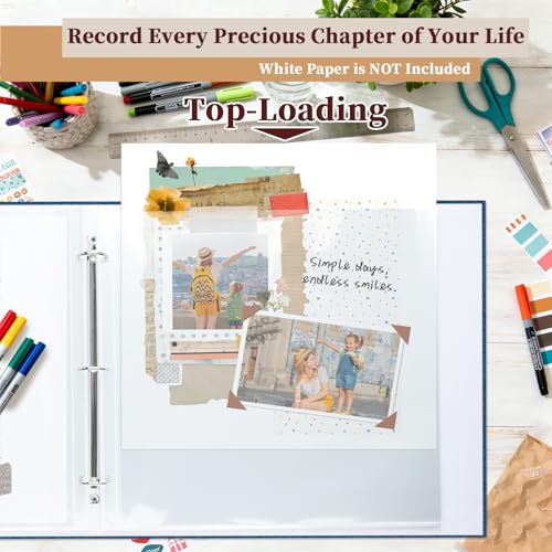 12x12 Inch Large Scrapbook Photo Album, 3 Ring Binder- Navy - color: Navy, size: 12"x12" 20Sheets