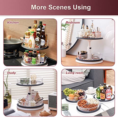 Ynelyase Lazy Susan Medicine Bottle Organizer for Cabinet 2 Tier Clear