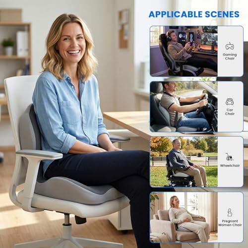 Ergonomic Seat Cushion for Office Chairs Lumbar Support Pillow, Gray - color: Gray