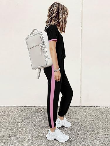 MASCOMODA Womens 2 Piece Outfits Summer Matching Lounge Sets Jogger Set - color: Black02, size: X-Large