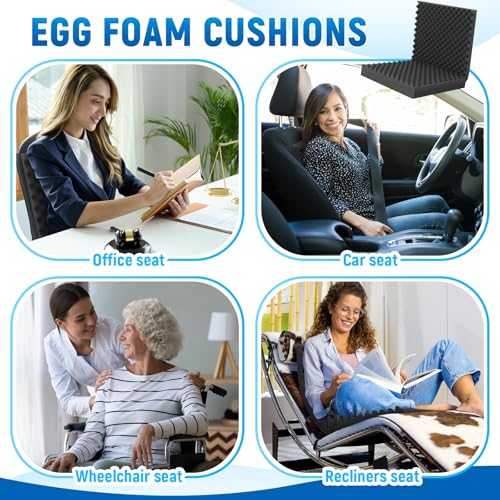 Geiserailie 1 Pcs 32 x 18 x 3 Inches Egg Foam Pad Cushions for Chair, Black - color: Black