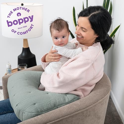 Boppy Nursing Pillow, Cotton Muslin Ergonomic Breastfeeding Support Pillow - color: Luxe - Sea Green Muslin