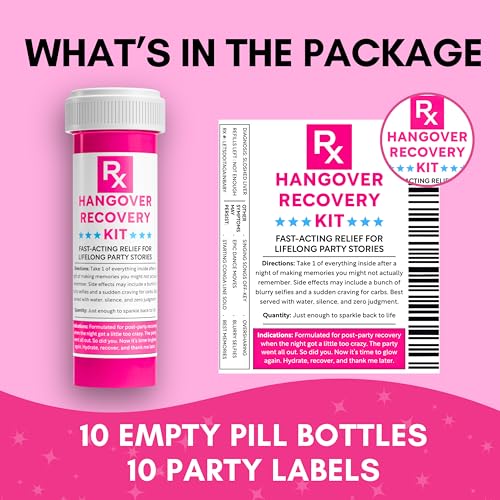 10PK Hangover Recovery Kit Pink Bottles for Bachelorette Party & Girls Trip - size: 10 Pack