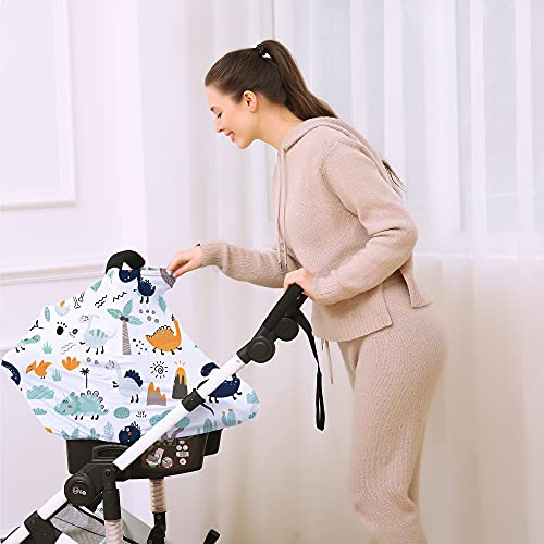Multi-use Carseat Canopy Cover - Breathable Breastfeeding Covers, Car Seat Covers for Babies, Stroller Canopy Cover (Cute Dinosaur) - color: cute dinosaur