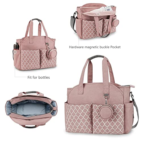 Diaper Bag Tote Large Baby Changing Bag with Changing Station - color: Pink