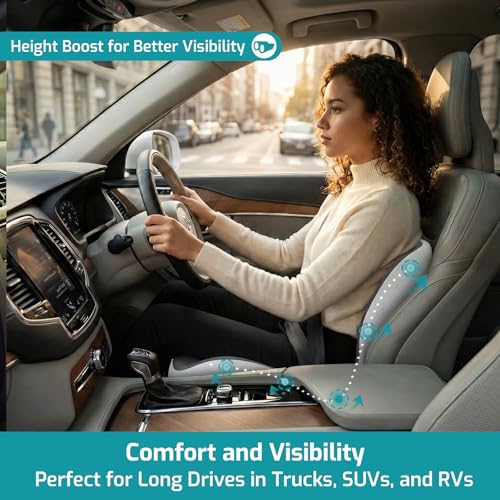 Trucker Seat Cushion, Thick Car Seat Cushions with Lumbar Support Pillow - color: Black Lg
