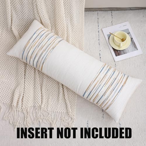 Boho Lumbar Throw Pillow Cover 14x36 Yellow Blue - color: Yellow-blue Stripe, size: 36" x 14" (Pack of 1)