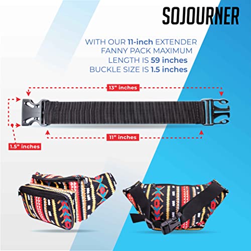 SoJourner Fanny Pack Extender Belt, Adjustable - color: Black Xtnd v2