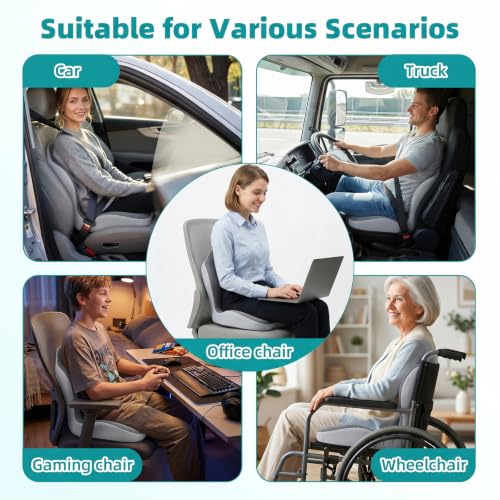 Office Chair Cushion with Back Support, Ergonomic Memory Foam (Gray) - color: Gray