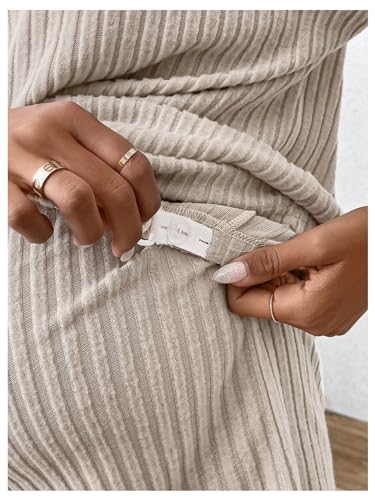 MakeMeChic Women's Maternity 2 Piece Sets Ribbed Shirt and Biker Shorts - color: Apricot, size: Medium