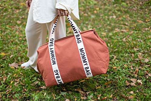 Childhome Signature Mommy Bag, Sporty Diaper Bag, Water Repellant Tote Bag, Large Diaper Bag, Baby Essentials Travel Bag, Hospital Bags for Labor and Delivery (Terracotta) - style: Signatureterracotta