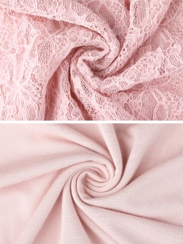 Maternity Dress Set Bodycon Lace Overlay & Inner Slip - color: Pink, size: Large