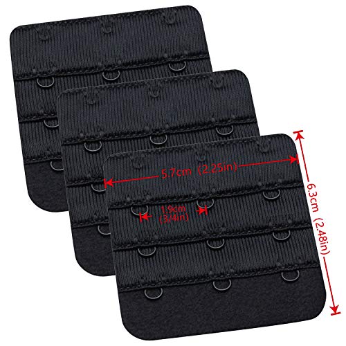 Wingslove Womens Bra Extender Bra Band Breathing room 3pcs-Pack Multi-size - color: Black, 3 Hook 3/4 Inch