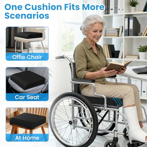 Wheelchair Seat Cushion Cooling Gel Memory Foam Chair Cushion - color: Black