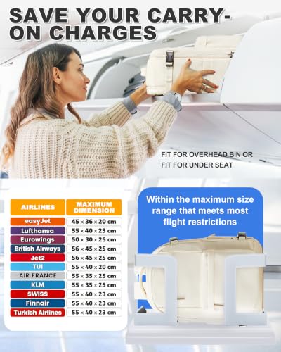 Vacuum Backpack Travel with Pump 18x14x8 Personal Item Bag for Women Men - color: Beige