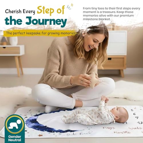 Baby Milestone Blanket, Monthly Photo Blanket, Newborn Boy & Girl Gift