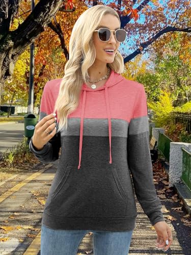 MixShe Women’s 2026 Fall Long Sleeve Hoodie Pullover Sweatshirt Lightweight Casual Tops Blouse - color: Pinkgray, size: Medium