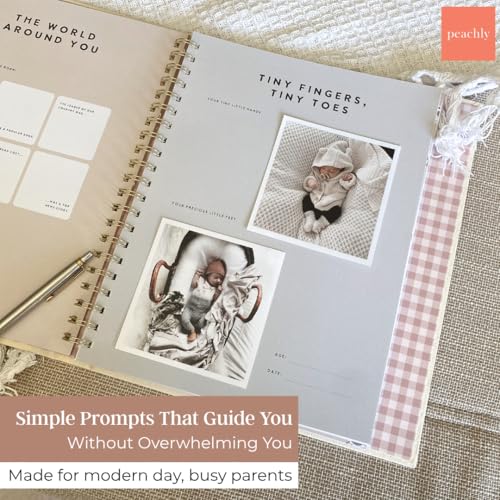 Peachly Unisex Baby Memory Book - First Year Baby Book Keepsake - Charlie - color: Charlie