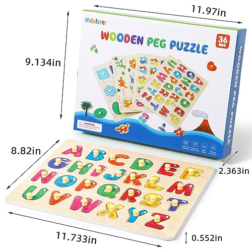 Melofaver Montessori Wooden Peg Puzzles for Toddlers 3-5, Kid Learning Toys