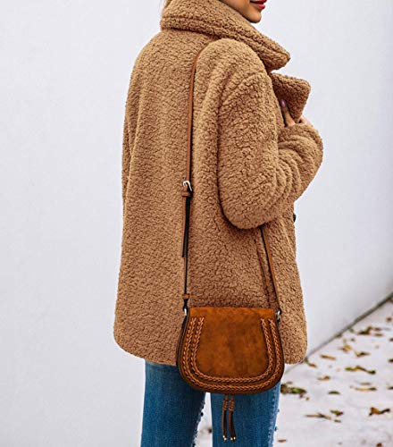 PRETTYGARDEN Women's Oversized Sherpa Fleece Coats - color: Style Two Camel, size: 3X-Large