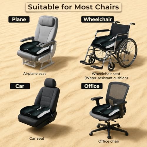 Memory Foam Ergonomic Seat Cushion for Office Chairs Pain Relief - color: Charcoal Black Mesh