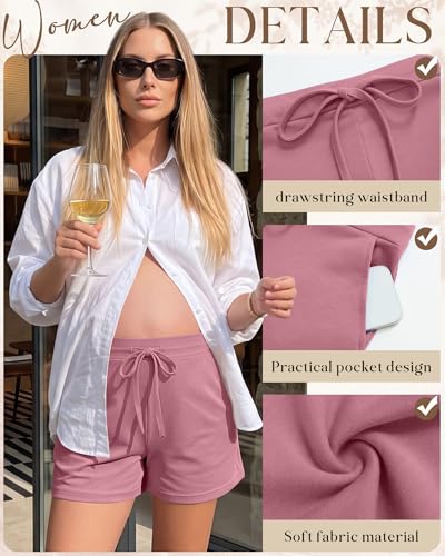 3 Pack Women Maternity Shorts - color: Pink, Blue, Black, size: X-Large