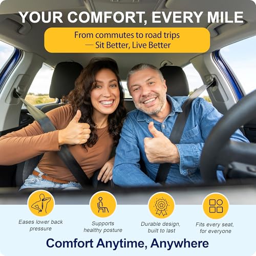 kingphenix Memory Foam Car Seat Cushion for Driving Comfort and Office Use - color: Leather & 4d Mesh Black