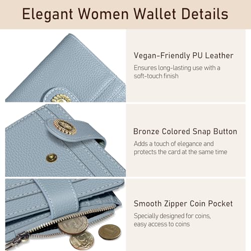 Kelvoris Small Rfid Women Wallet Bifold Zipper Coin Pocket Blue - color: A Blue