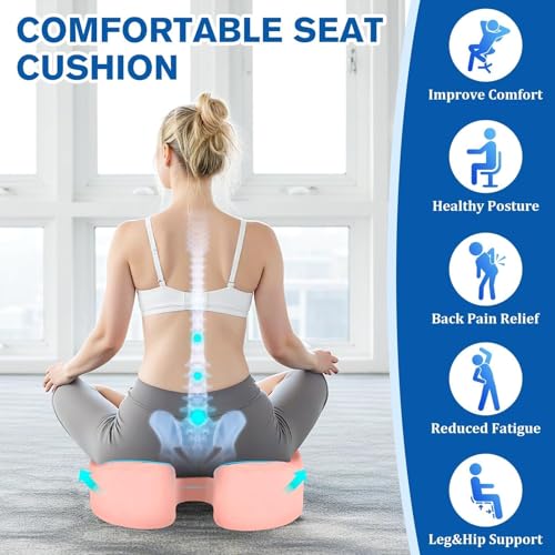 CushyOasis Seat Cushion, Office Chair Cushions, 5.28 in Thick (Pink) - color: Pink, size: X-Large