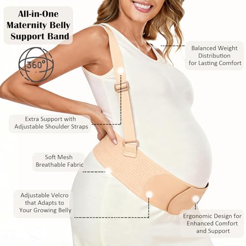 Pregnancy Belly Bands for Pregnant Women, Maternity Pregnancy Support Belt - color: Beige