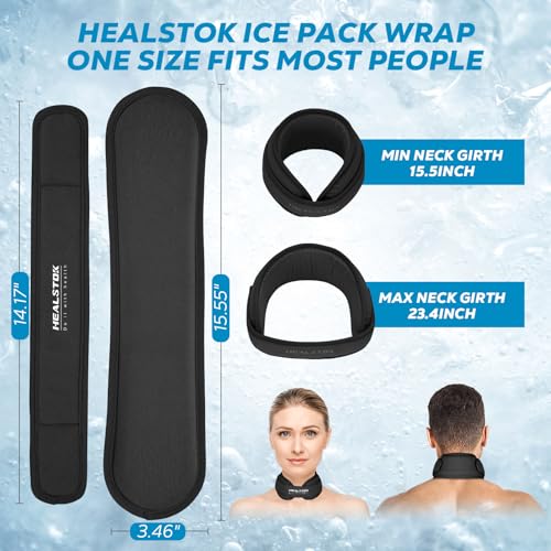 Neck Ice Pack Wrap, Reusable Cold/Hot Gel for Neck Pain, Blackx2 - color: Black+black