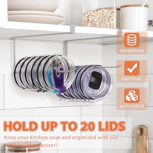 2 Pack Tumbler Lid Organizer, Versatile Storage Holds 20 Lids, Round&Flat - color: Gray, size: 2 Pack(Round&Flat)