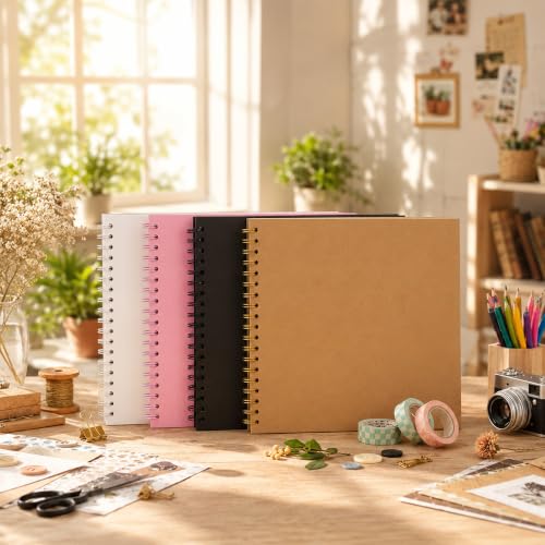 10x10 Inch DIY Scrapbook Album 40 Pages (20 Sheets), Hardcover Kraft Paper - color: Cream, size: 20 Sheets/40 Pages