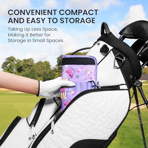 FINGER TEN Mini Golf Bag for 3-7 Clubs - color: Purple Print with Ball Pouch, size: 1Pc