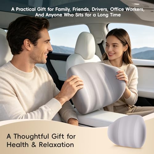 BEBAS Ergonomic Memory Foam Lumbar Support Pillow for Car & Office, Gray - color: Gray