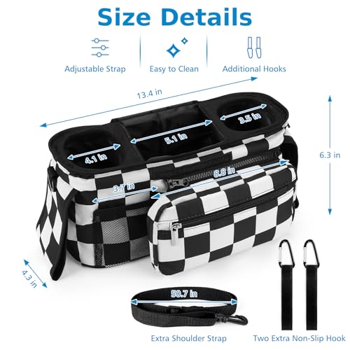 Accmor Universal Stroller Organizer with Insulated Cup Holder - color: Checkerboard