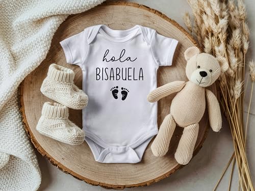 Hola Bisabuela Pregnancy Announcement Infant Bodysuit for Great Grandma - color: White