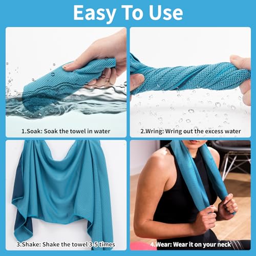 YESLIFE 4-Pack Cooling Towels (40"x 12"), Cooling Neck Wraps, Ice Towel - color: Grey, Dark Blue, Purple, Blue