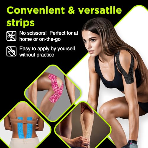 OK TAPE Precut Y-Shape Kinesiology Tape for Shoulder, Knee, Back, 10 Pcs - color: Pink